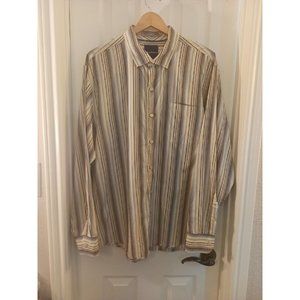 Men's Tommy Bahama Pima Cotton Stripes Multicolored Long Sleeve Dress Shirt XL